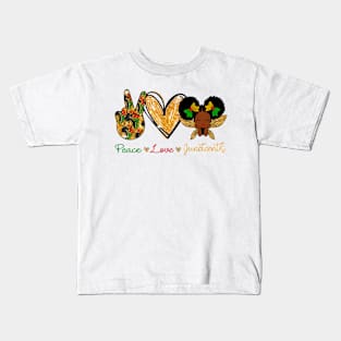 Peace Love Juneteenth June 1865 African black Freedom Women Kids T-Shirt